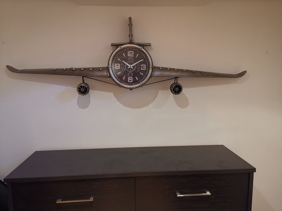 Wall Clock - Metal Medium  Vintage Fighter Jet Wall Clock