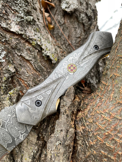 Full Damascus Steel Folding Knife TF-040