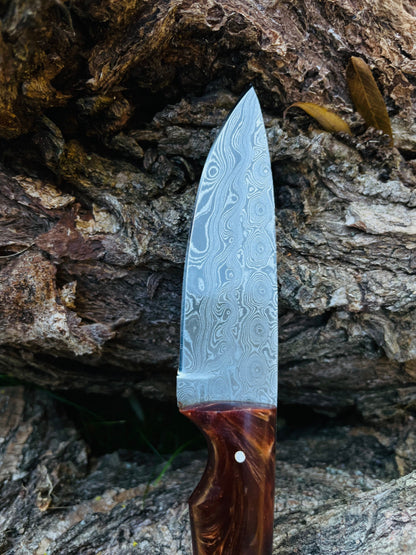 Hand Forged Knife, Damascus Knife, Drop- Style Blade, Acrylic Scales by Titan TK-053 (1)