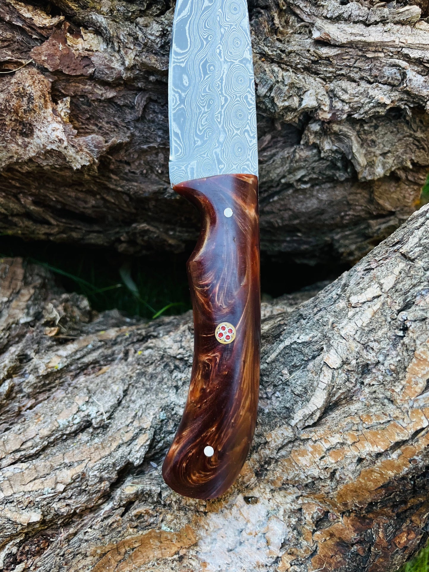 Hand Forged Knife, Damascus Knife, Drop- Style Blade, Acrylic Scales by Titan TK-053 (1)