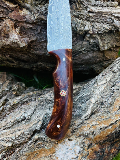 Hand Forged Knife, Damascus Knife, Drop- Style Blade, Acrylic Scales by Titan TK-053 (1)