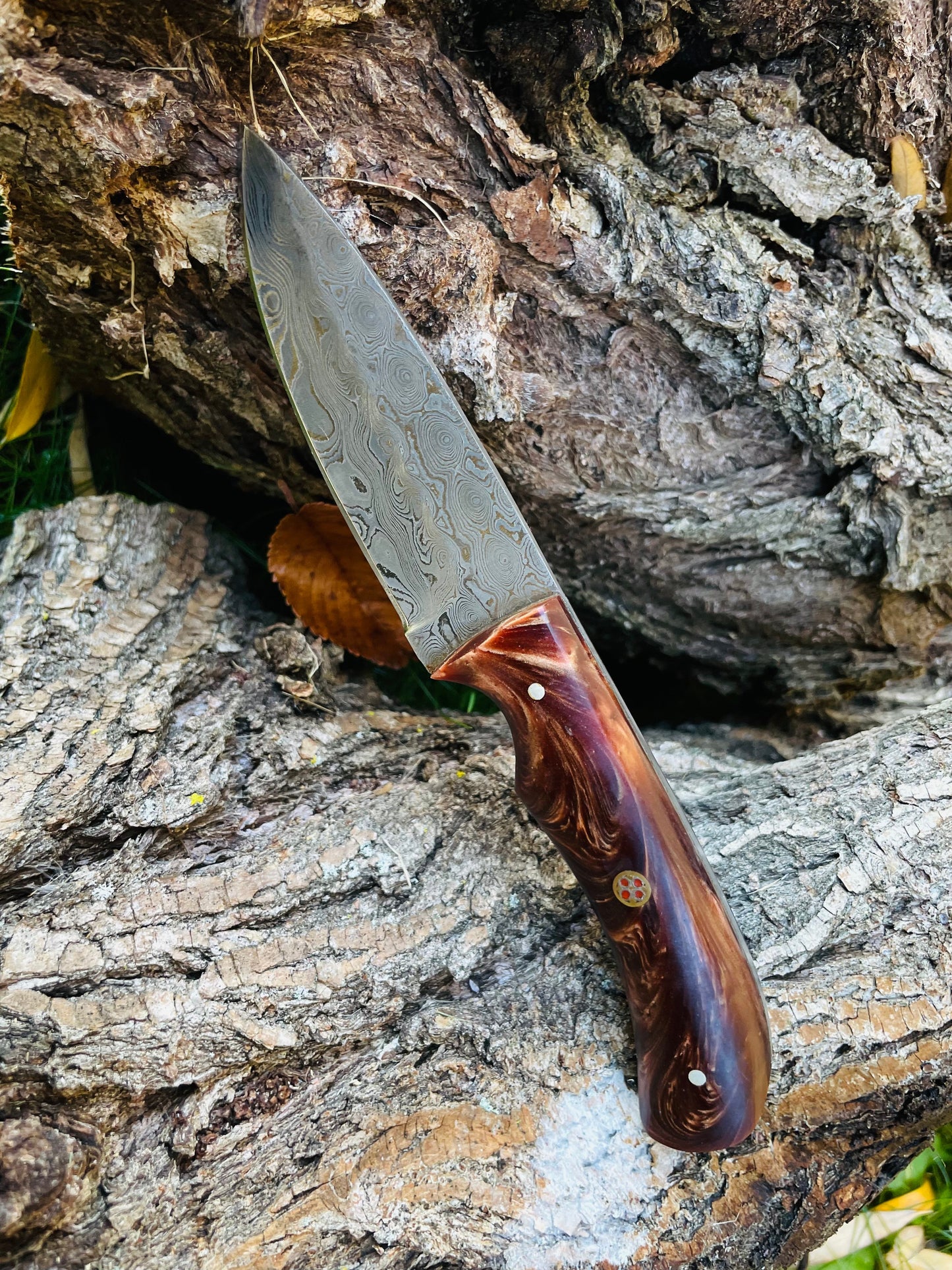 Hand Forged Knife, Damascus Knife, Drop- Style Blade, Acrylic Scales by Titan TK-053 (1)