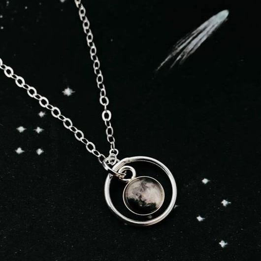 My Moon Mini Halo Necklace With Custom Lunar Phase