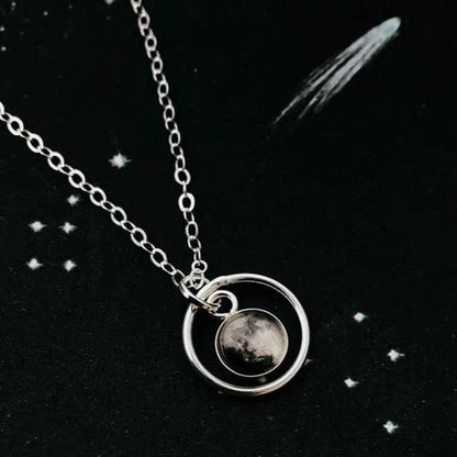 My Moon Mini Halo Necklace With Custom Lunar Phase