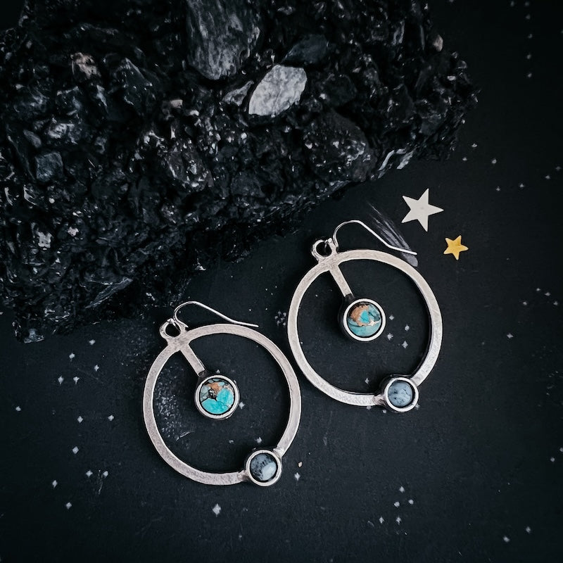Artemis Earrings - Lunar Orbit Dangles With Natural Stones
