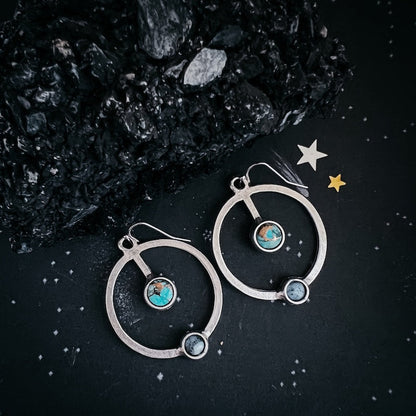 Artemis Earrings - Lunar Orbit Dangles With Natural Stones