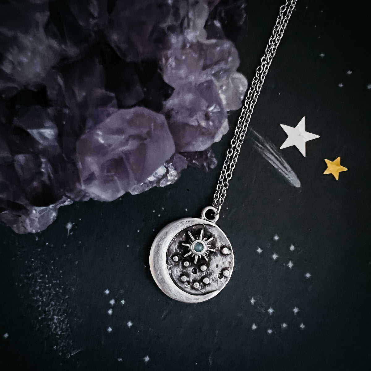 North Star Pendant Necklace With Opal