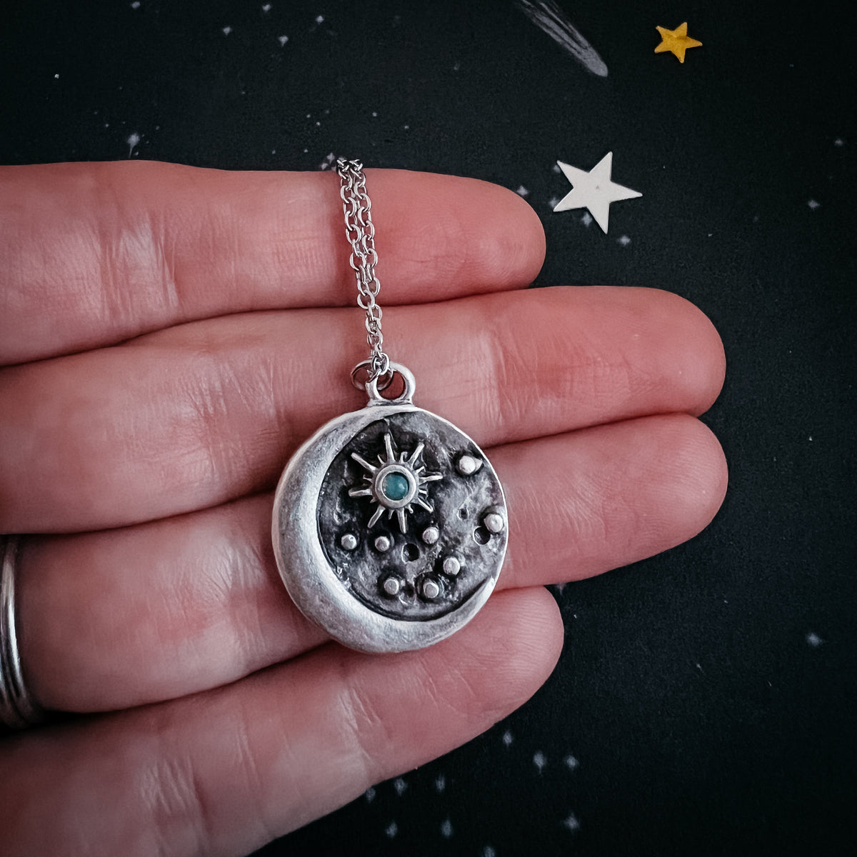 North Star Pendant Necklace With Opal