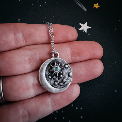North Star Pendant Necklace With Opal
