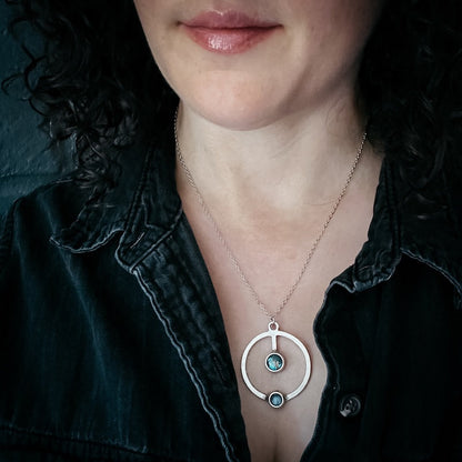 Artemis Necklace - Lunar Orbit Pendant With Natural Stones