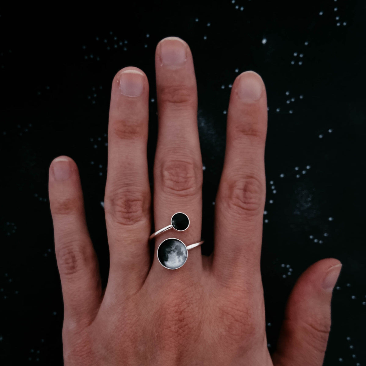 CLEARANCE Mother and Me Ring - My Moon Phase Bypass Ring in Sterling Silver