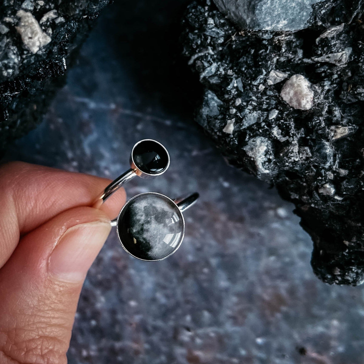 CLEARANCE Mother and Me Ring - My Moon Phase Bypass Ring in Sterling Silver