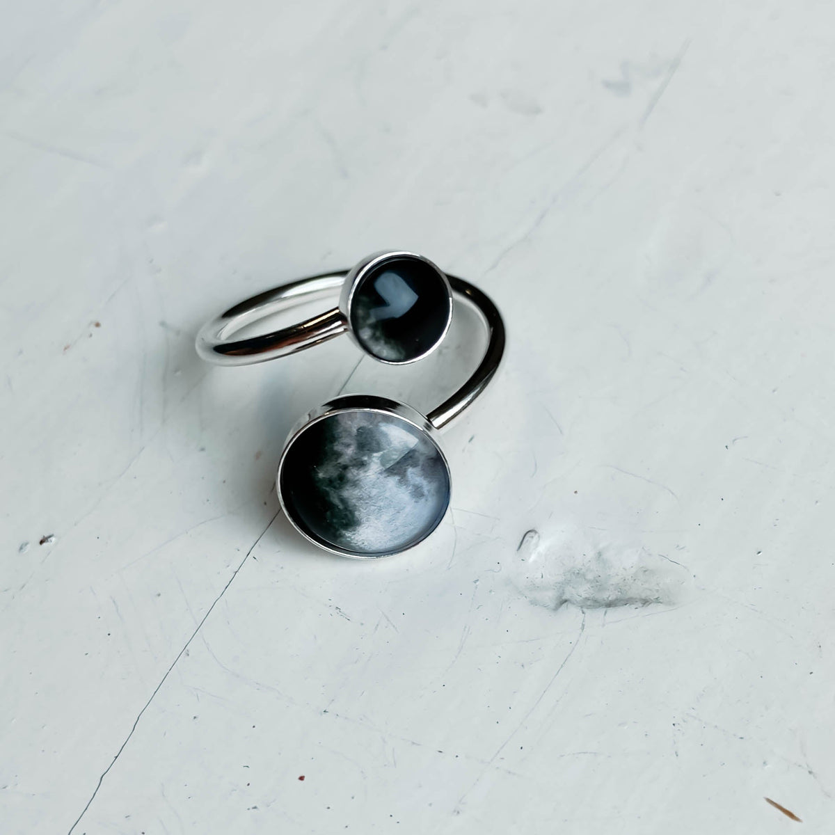 CLEARANCE Mother and Me Ring - My Moon Phase Bypass Ring in Sterling Silver