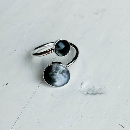 CLEARANCE Mother and Me Ring - My Moon Phase Bypass Ring in Sterling Silver