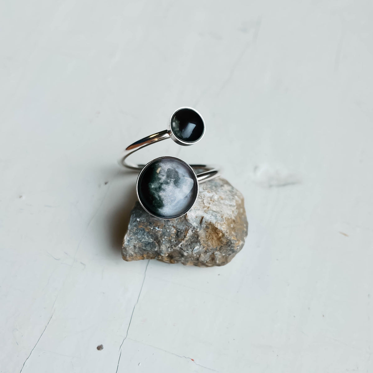 CLEARANCE Mother and Me Ring - My Moon Phase Bypass Ring in Sterling Silver