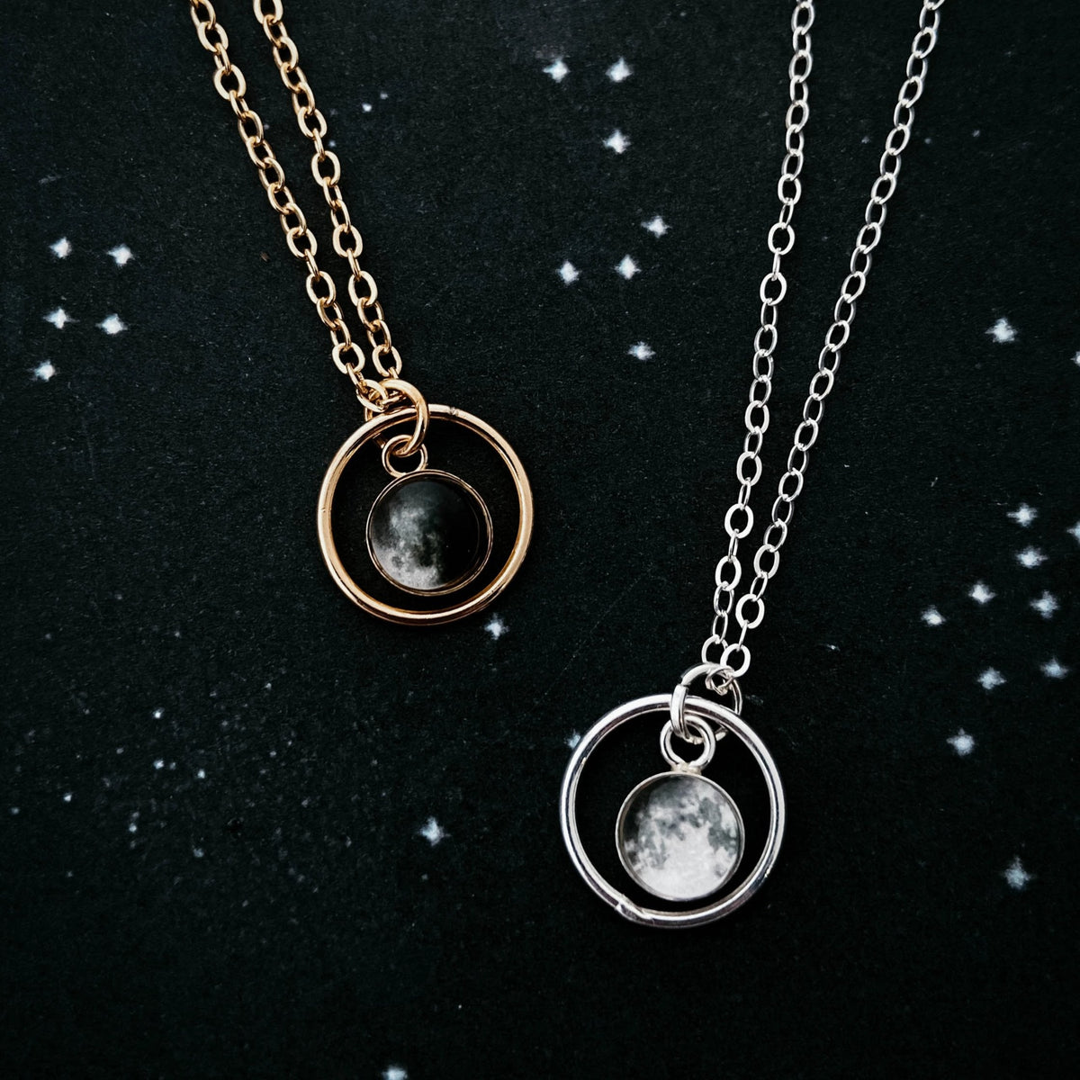 My Moon Mini Halo Necklace With Custom Lunar Phase