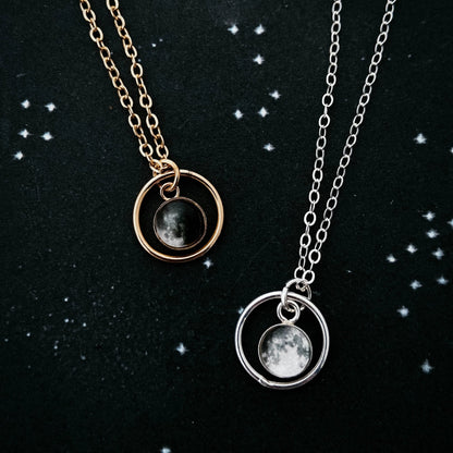 My Moon Mini Halo Necklace With Custom Lunar Phase