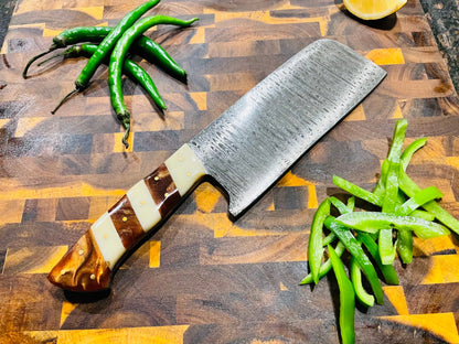 5-Piece Damascus & Arylic Knife Set / With Leather Carry Bag