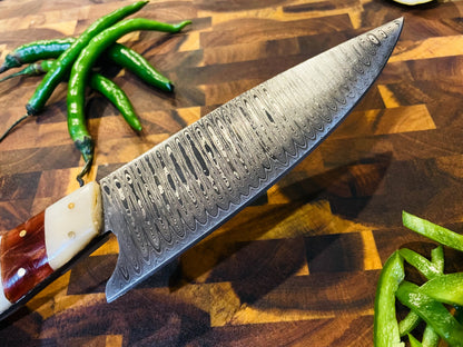 5-Piece Damascus & Arylic Knife Set / With Leather Carry Bag