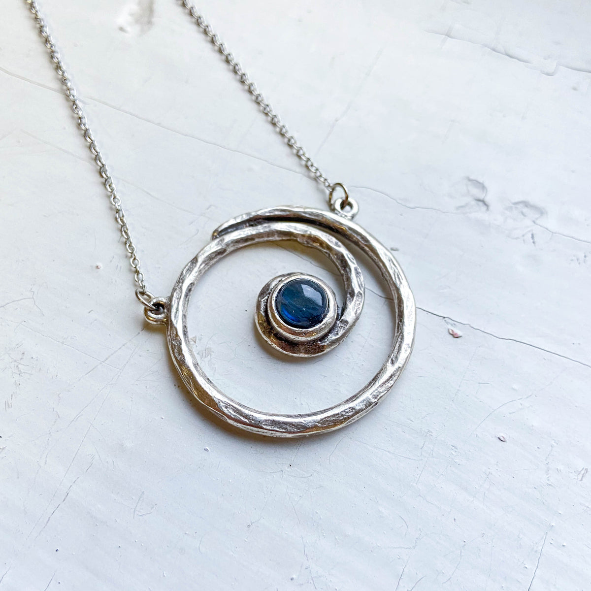 Milky Way Jewelry Set - Spiral Silver Necklace and Earrings With Labradorite
