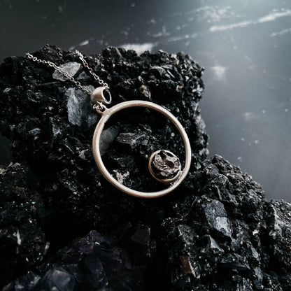 Circle Necklace With Authentic Raw Meteorite