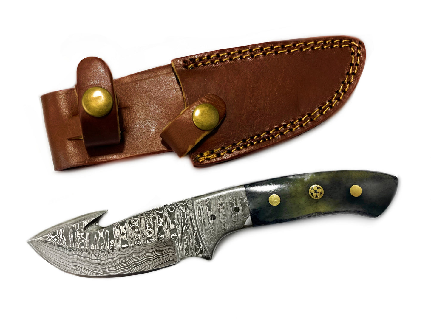 Damascus Skinning Gut Hook, Hunting Knife  TD-221