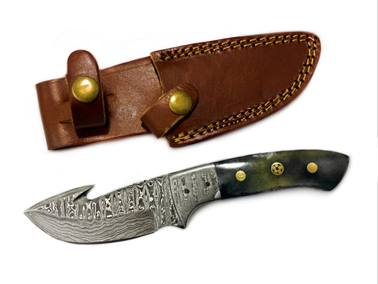 Damascus Skinning Gut Hook, Hunting Knife  TD-221