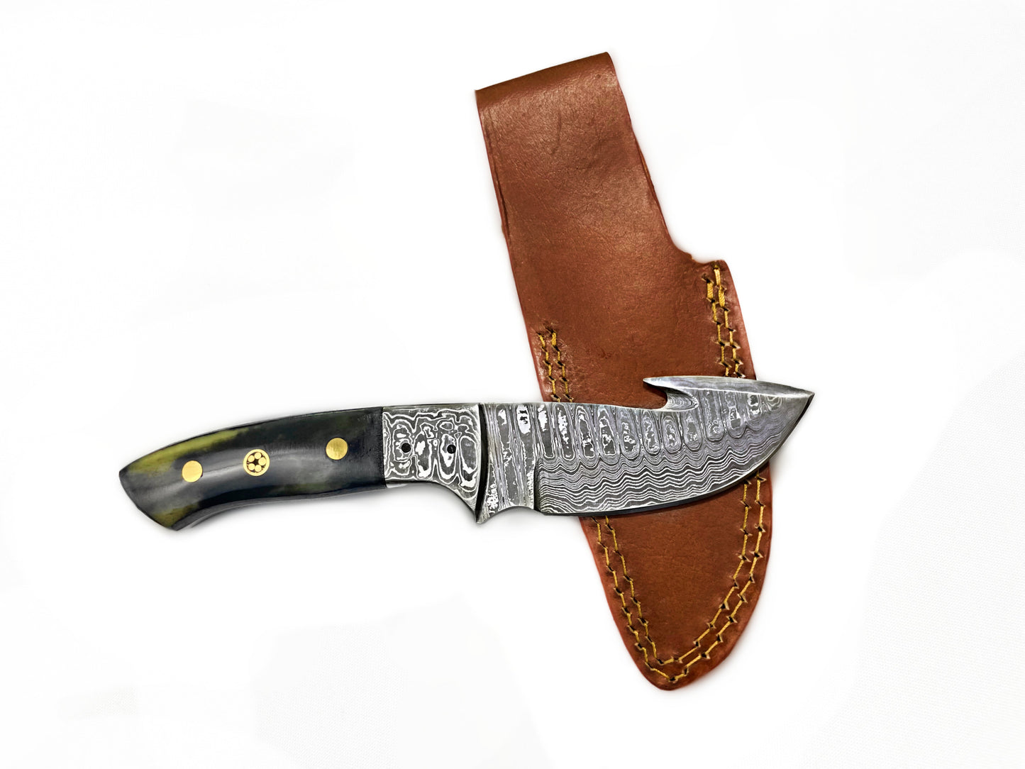 Damascus Skinning Gut Hook, Hunting Knife  TD-221