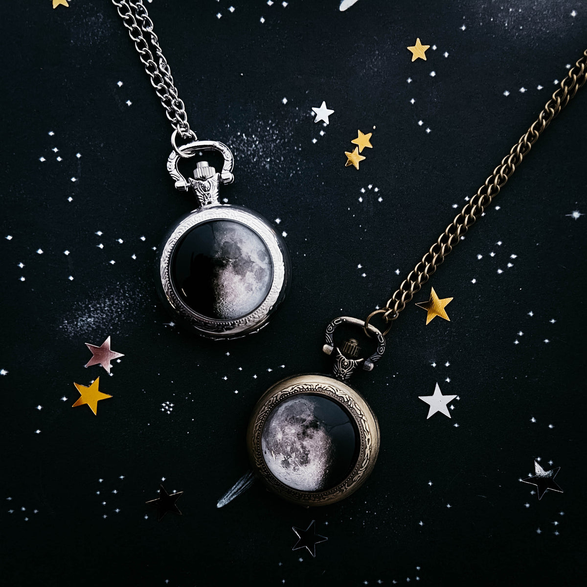 My Moon Custom Lunar Phase Pocket Watch Necklace