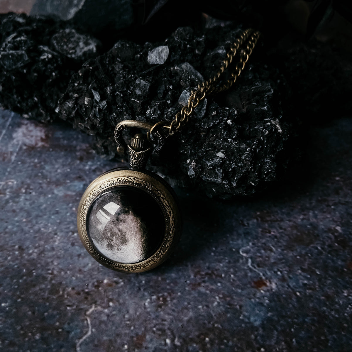 My Moon Custom Lunar Phase Pocket Watch Necklace