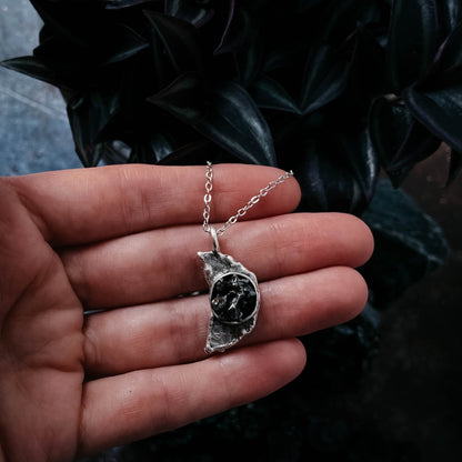 Crescent Moon Necklace With Authentic Meteorite