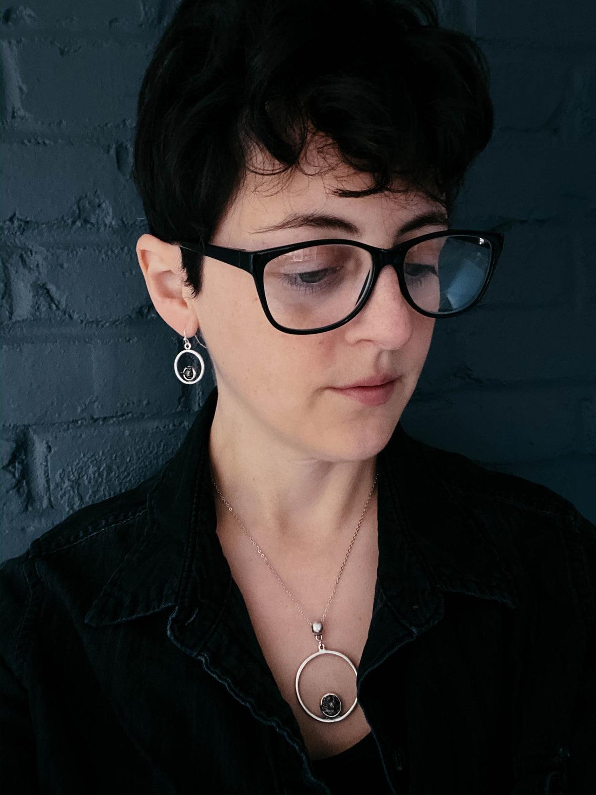 Circle Necklace With Authentic Raw Meteorite
