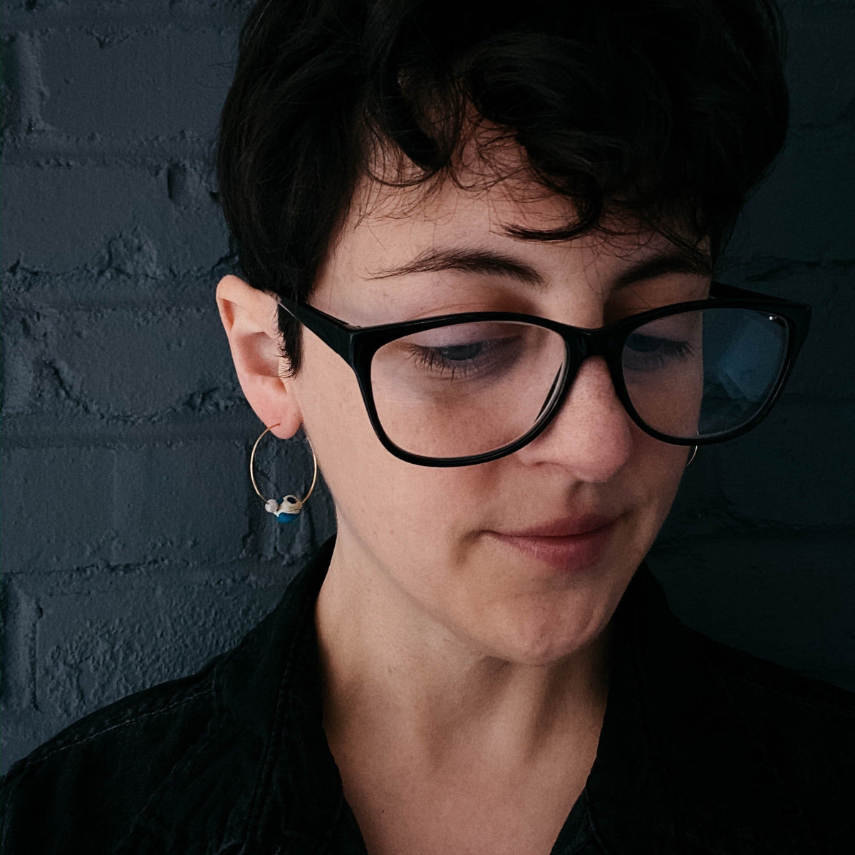 Earth and Moon Jasper Bead Hoop Earrings
