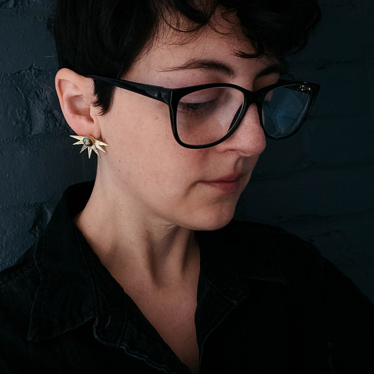 Sun Goddess Earrings With Copper Oyster Turquoise