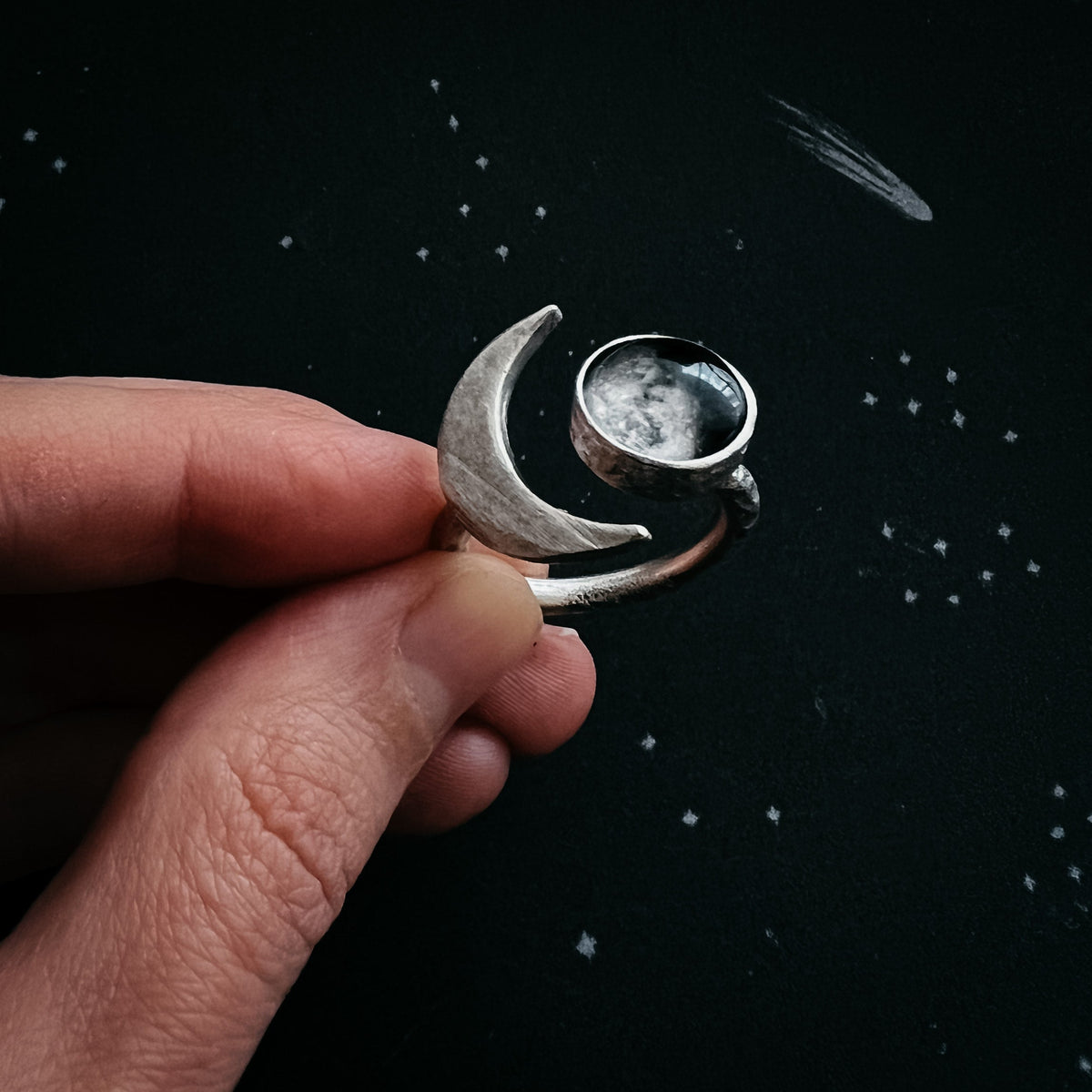 Large Crescent My Moon Ring With Custom Lunar Phase