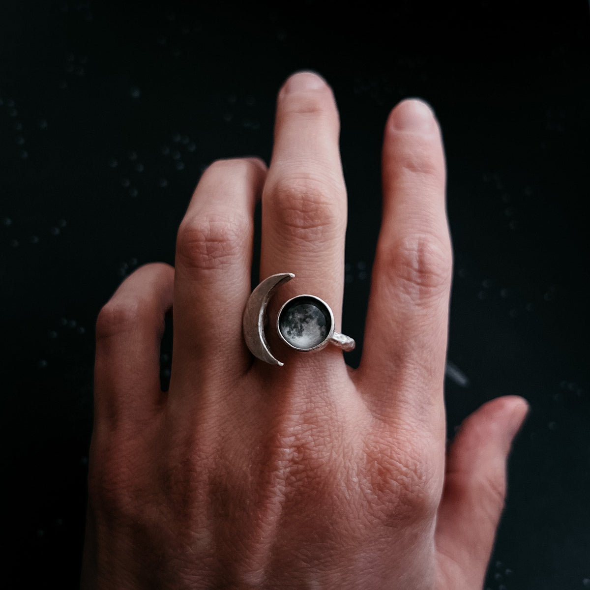 Large Crescent My Moon Ring With Custom Lunar Phase