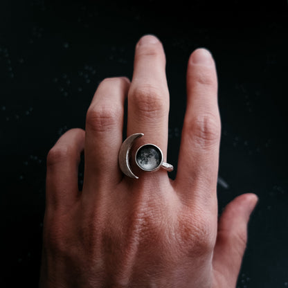 Large Crescent My Moon Ring With Custom Lunar Phase