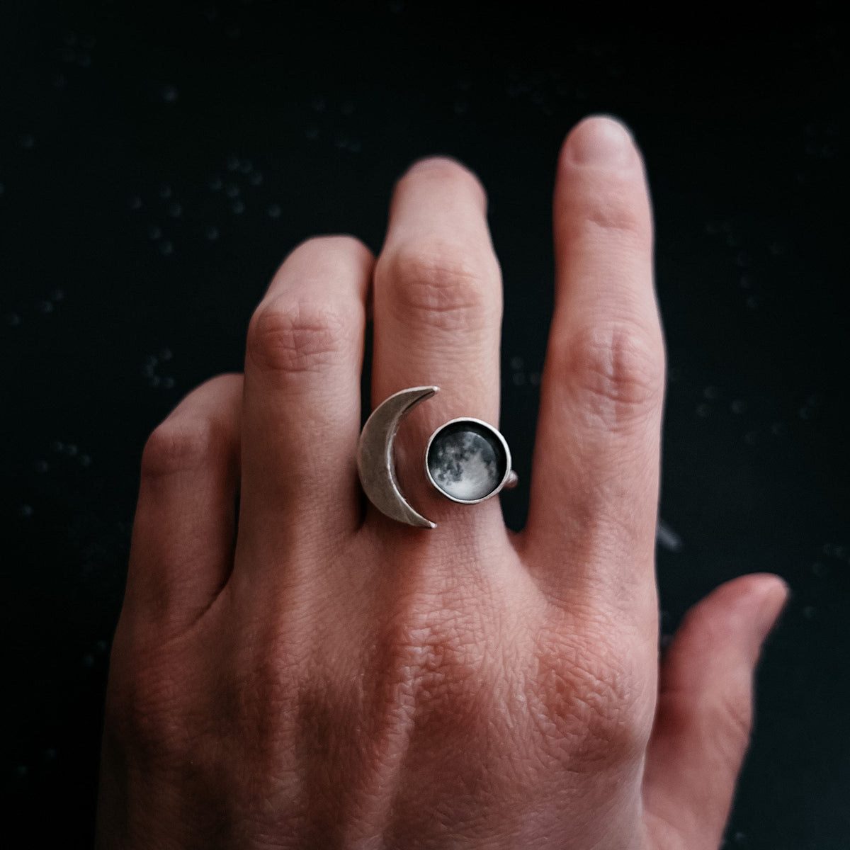 Large Crescent My Moon Ring With Custom Lunar Phase