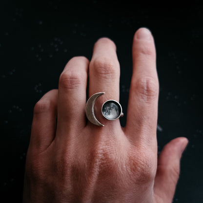 Large Crescent My Moon Ring With Custom Lunar Phase