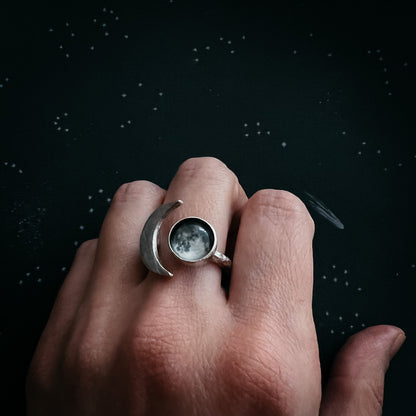 Large Crescent My Moon Ring With Custom Lunar Phase