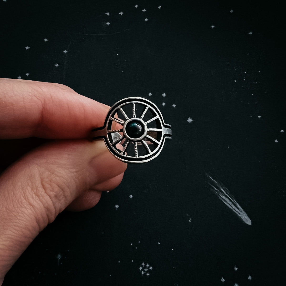 Midnight Sun Ring With Black Opal