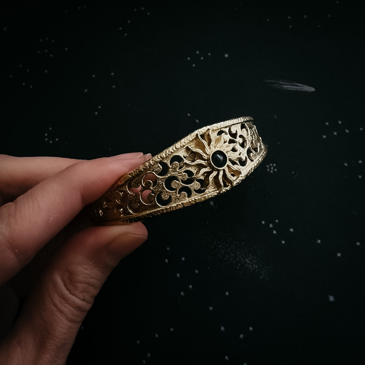 Solar Eclipse Bracelet With Black Opal