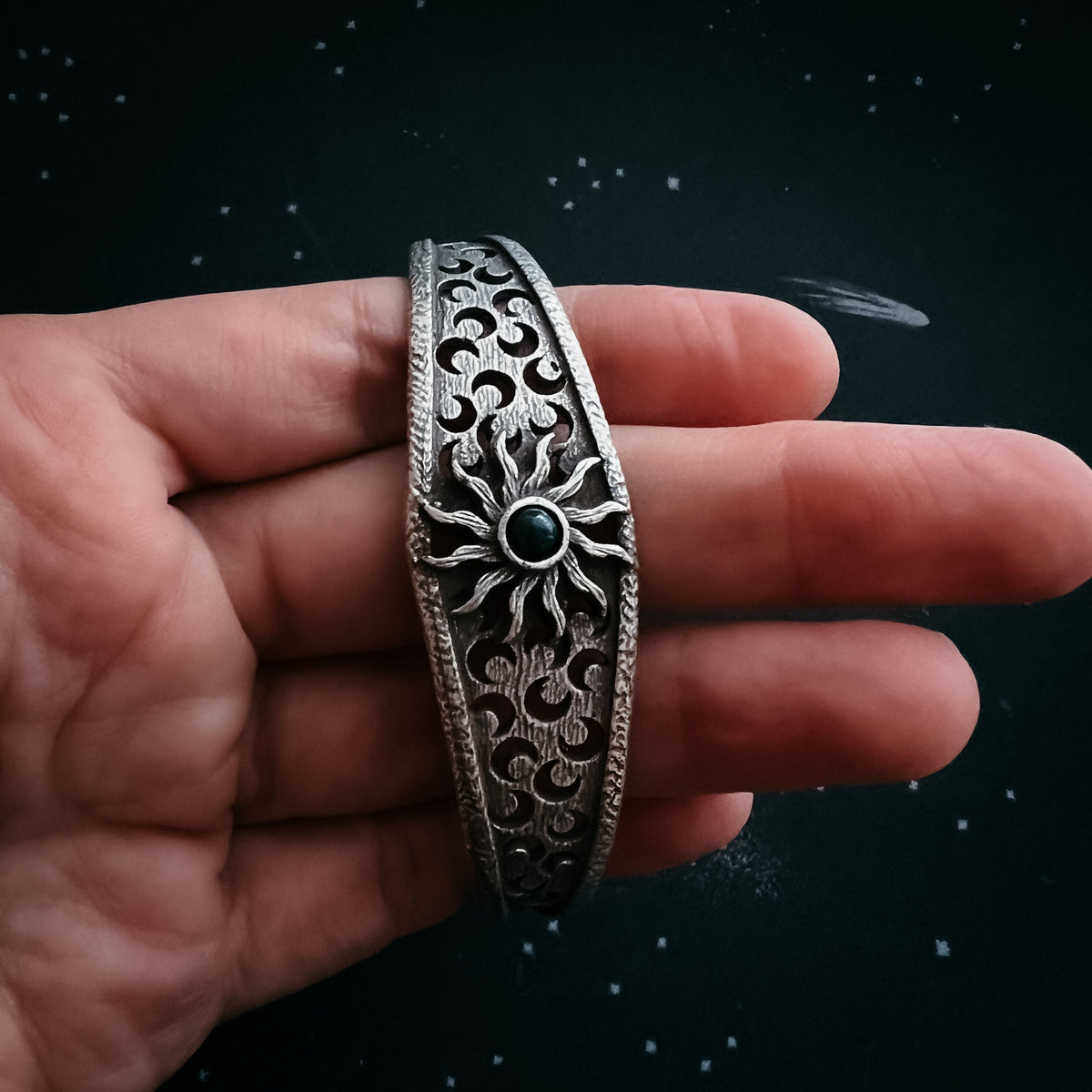 Solar Eclipse Bracelet With Black Opal
