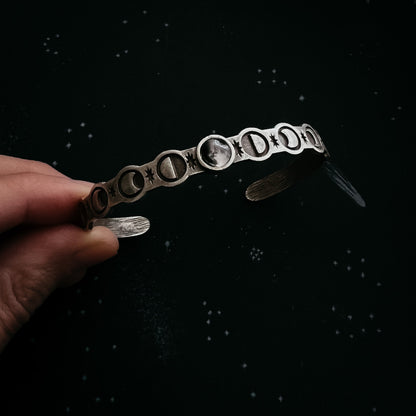 Thin My Moon Cuff Bracelet With Lunar Phases