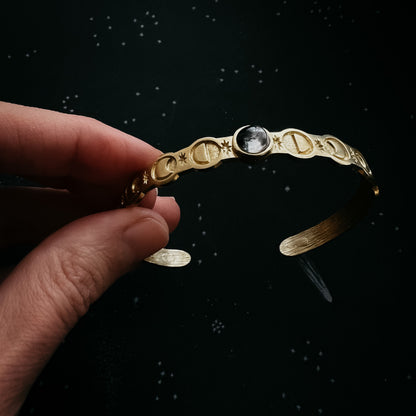 Thin My Moon Cuff Bracelet With Lunar Phases