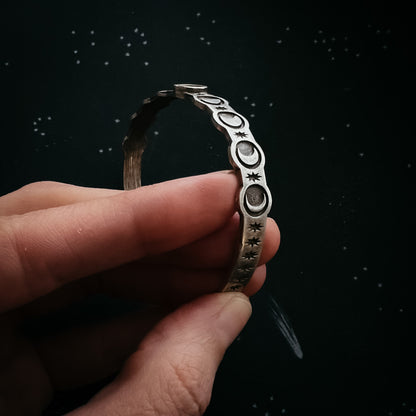 Thin My Moon Cuff Bracelet With Lunar Phases