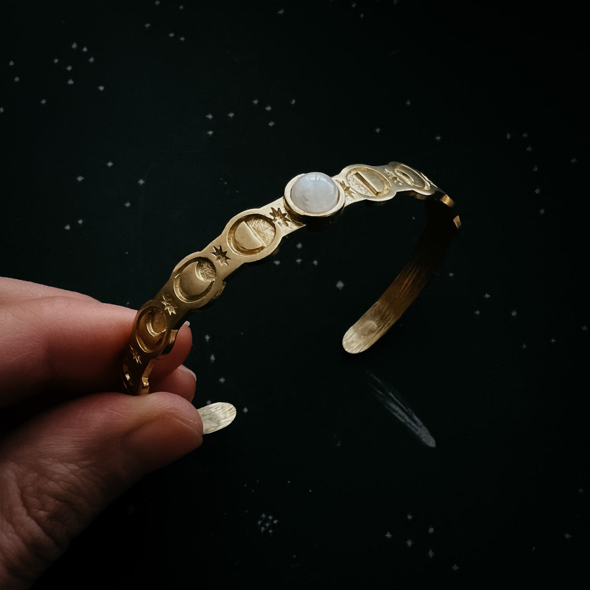 Moon Goddess Bracelet With Rainbow Moonstone