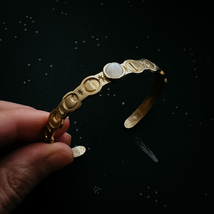 Moon Goddess Bracelet With Rainbow Moonstone