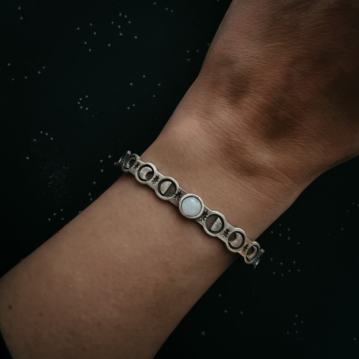 Moon Goddess Bracelet With Rainbow Moonstone