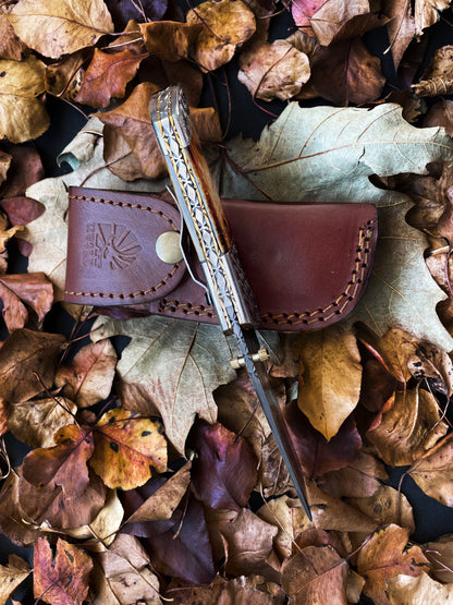 Titan American Eagle - Raindrop Damascus Folding Blade/ EDC/ Eagle Engraved Steel Bolster TF-021X